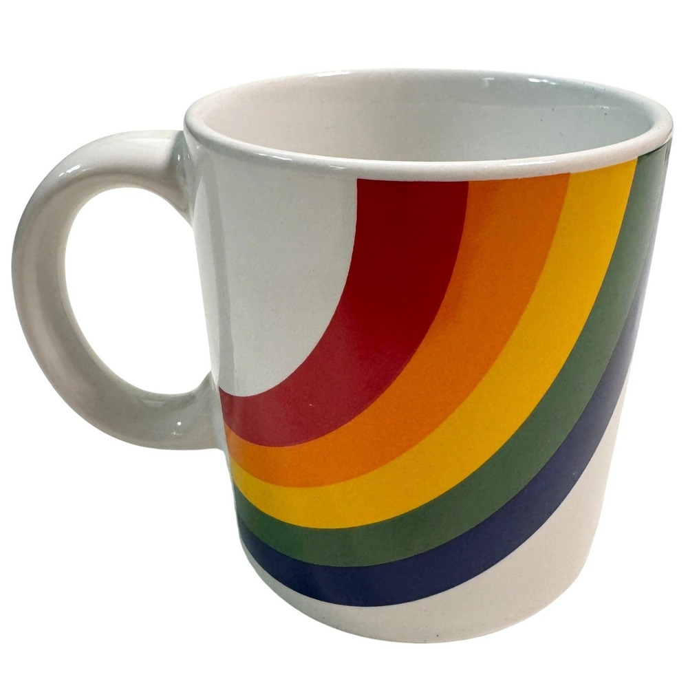 Vtg FTD Rainbow Coffee Mug Pride LGBTQ 80s Korea Cup Stranger Things Ceramic